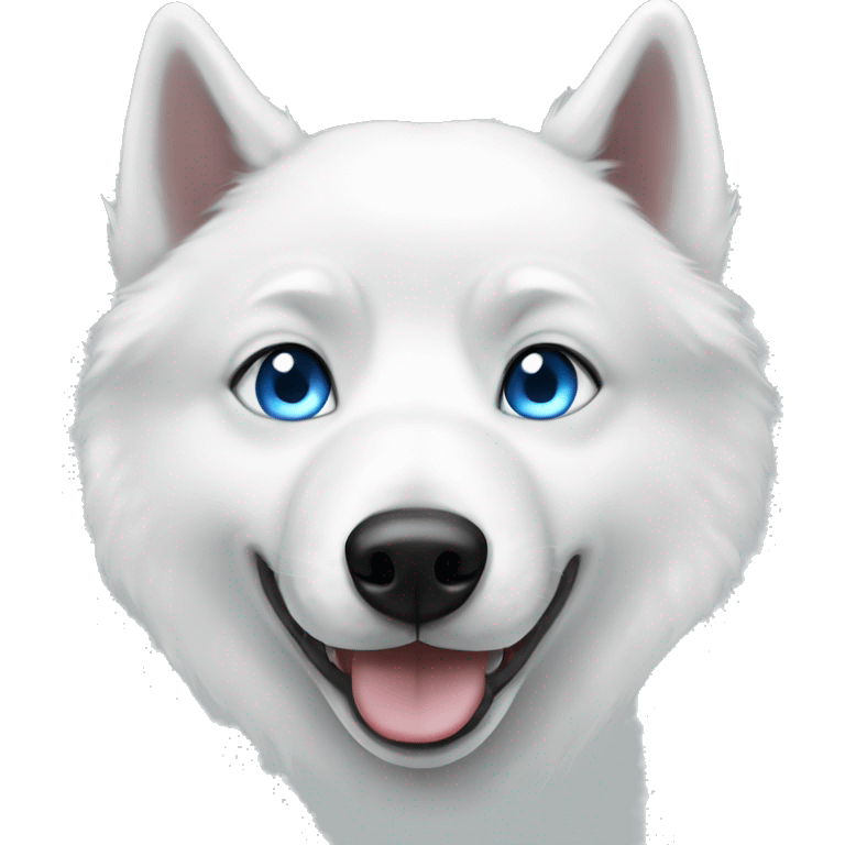 White husky with blue eye emoji