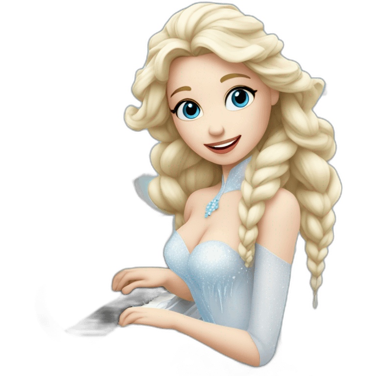 Blonde Snow Queen is playing on the white piano the song about winter emoji