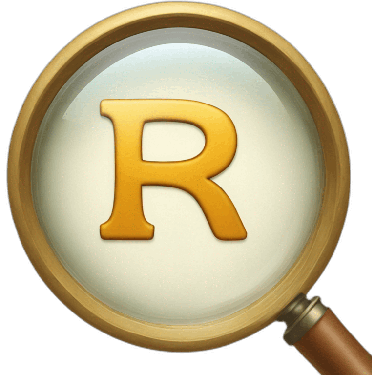 the letters R and S with an magnifying glass embedded in the R emoji