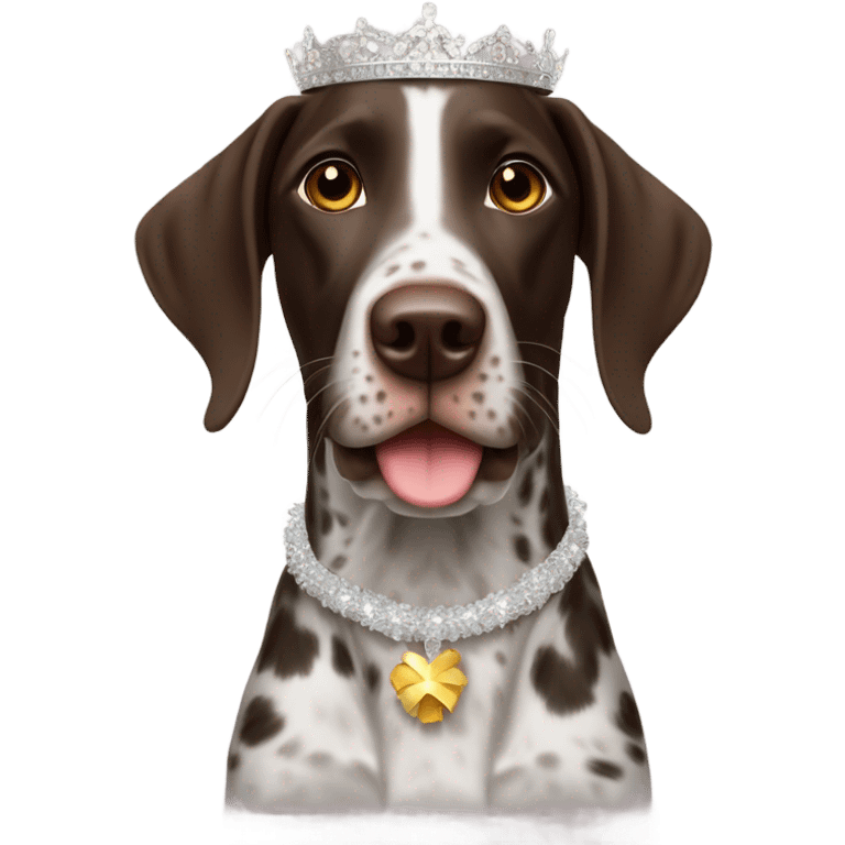 German shorthaired pointer with Happy New Year tiara emoji