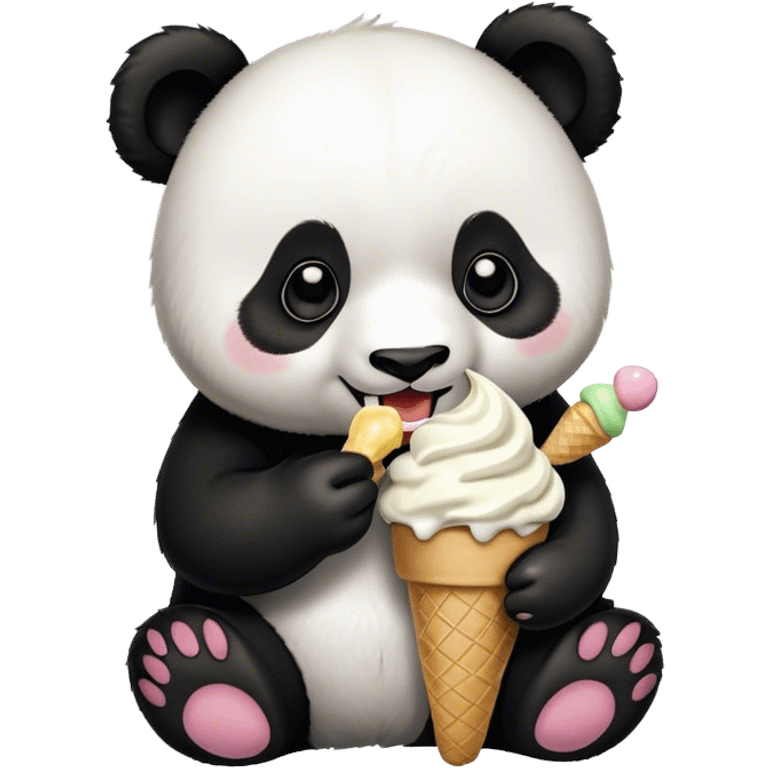 Panda eating ice cream emoji