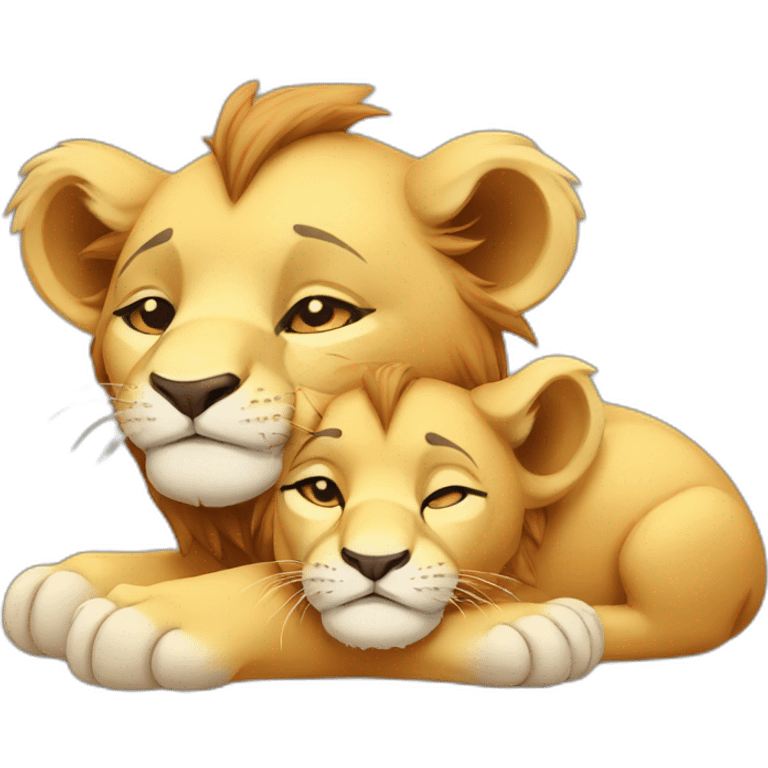 Two sleepy lion cubs emoji