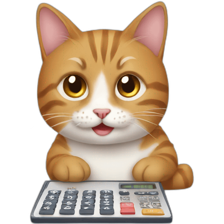 cat using calculator emoji