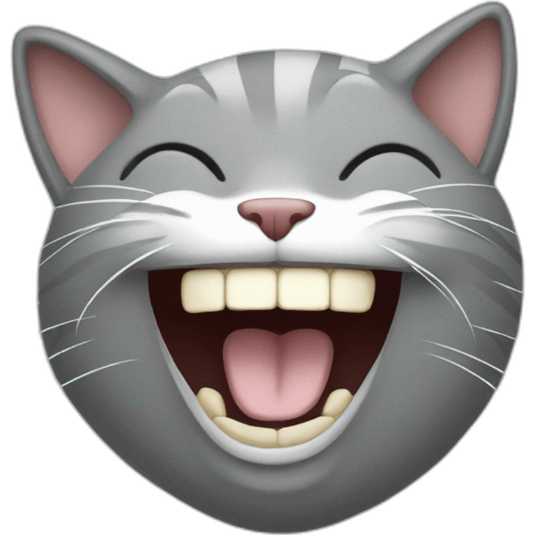 Grey cat laughing emoji