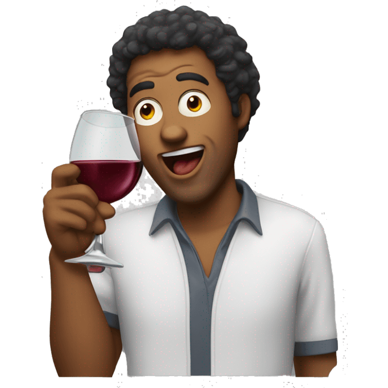 Crazy guy drinking wine chicken nuggets  emoji