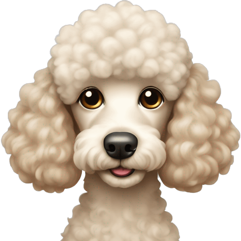 Poodle, cream, light brown ears, kiss  emoji