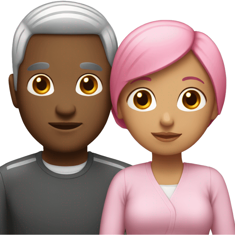 Black man and asian woman with pink hair couple emoji