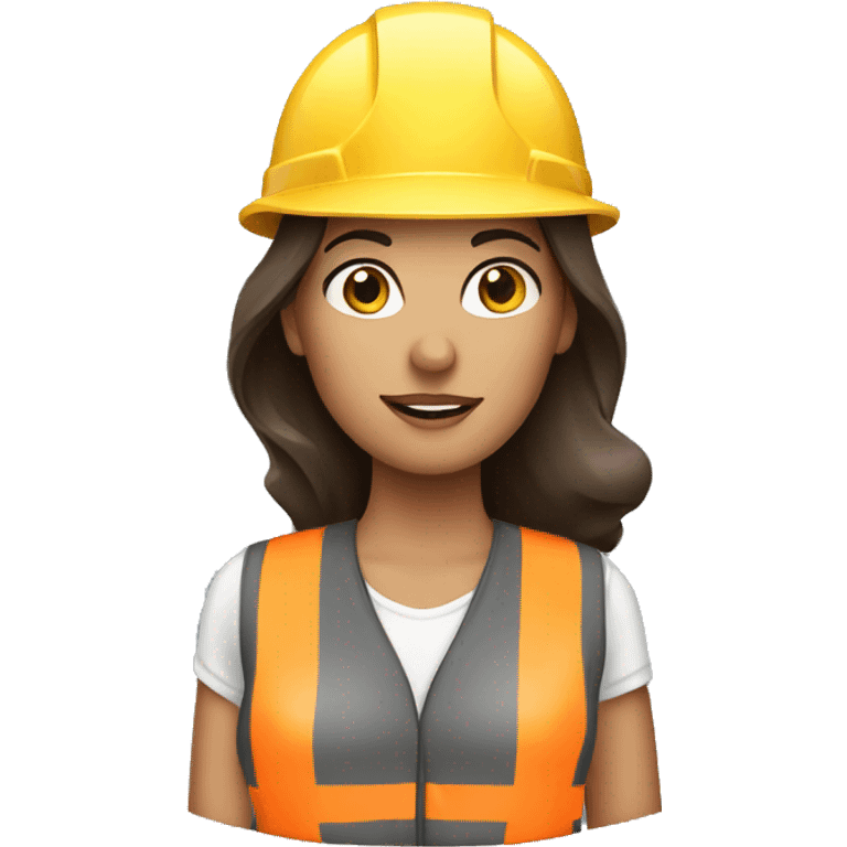 Brunette woman with a hard hat and a vest  emoji