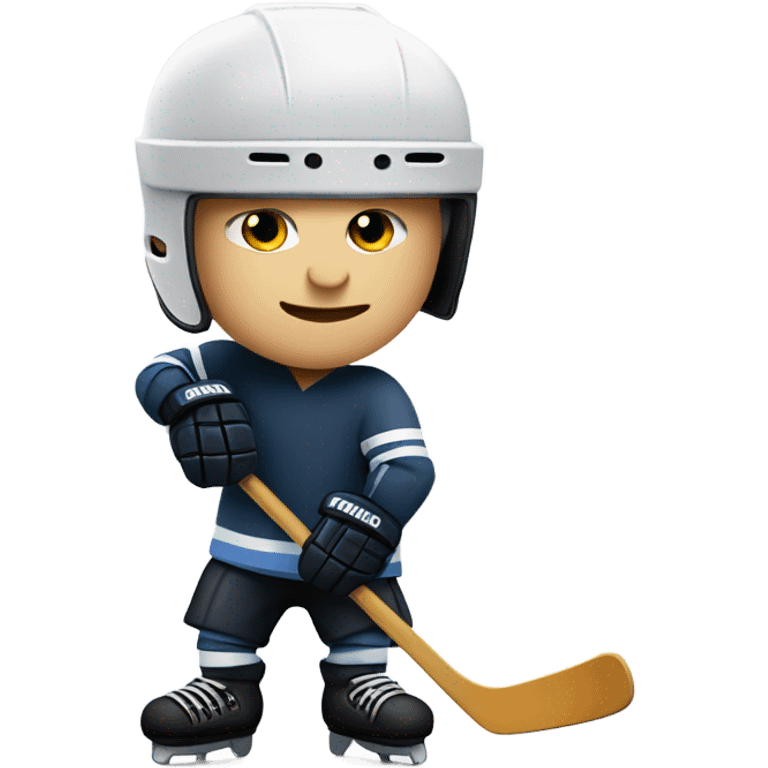 Bald guy playing hockey emoji