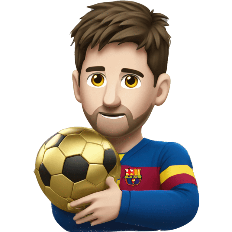 O messi com uma bola de ouro  emoji