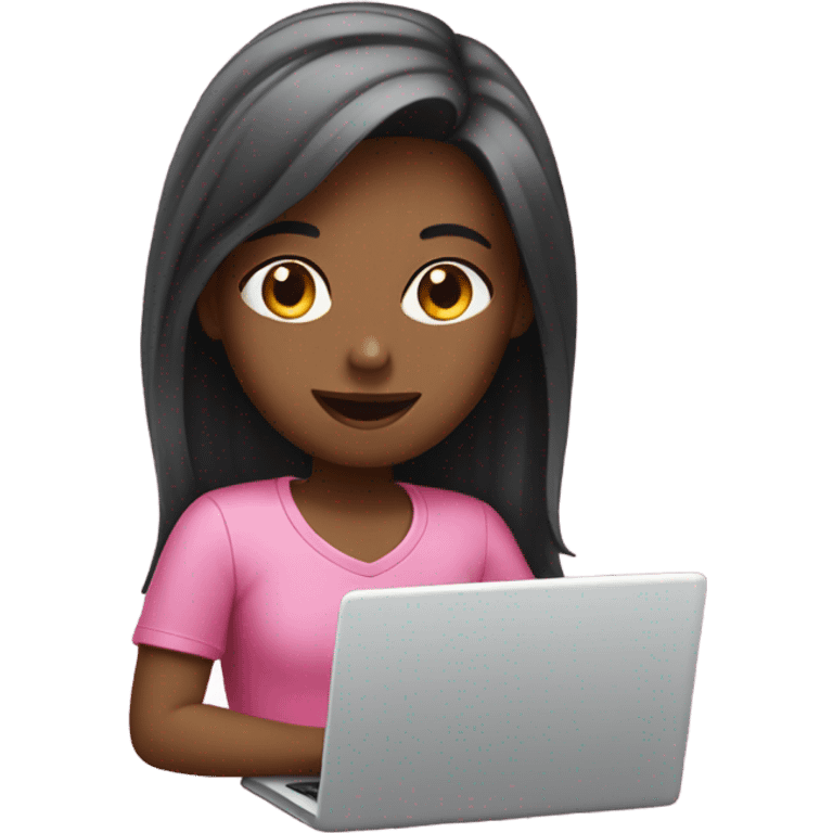 Girl using a pink laptop  emoji