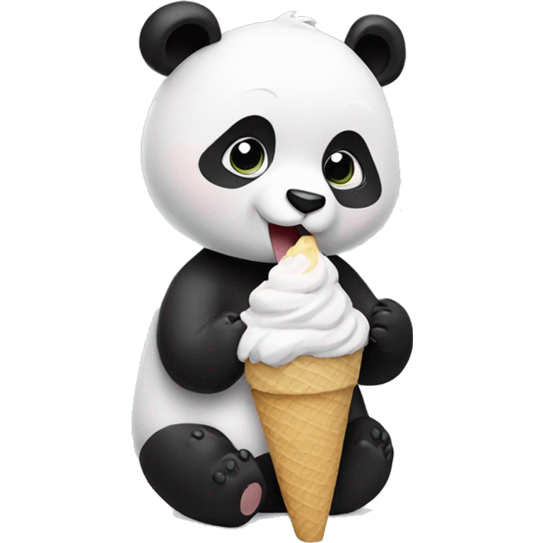 Panda eating ice cream emoji