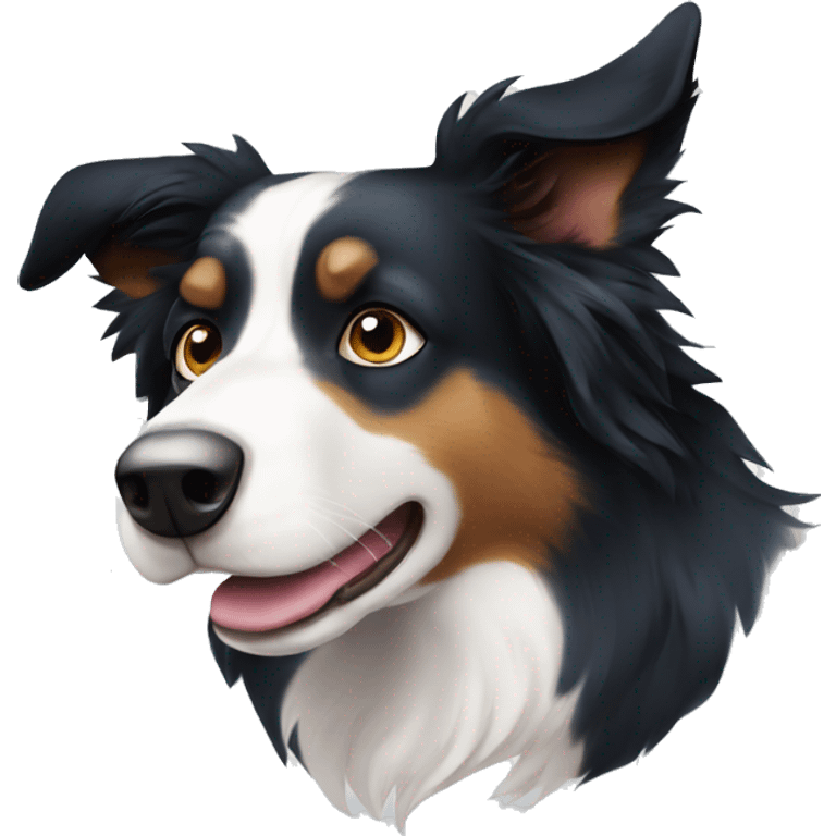 Blue eyed split faced border collie emoji