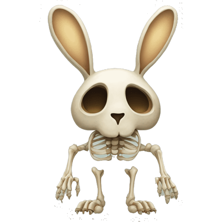 A full-length rabbit skeleton with crosses over its eyes emoji