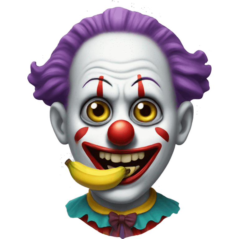 Creepy clown with banana emoji