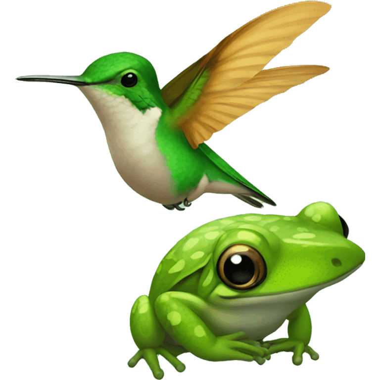 hummingbird sitting on a frog emoji