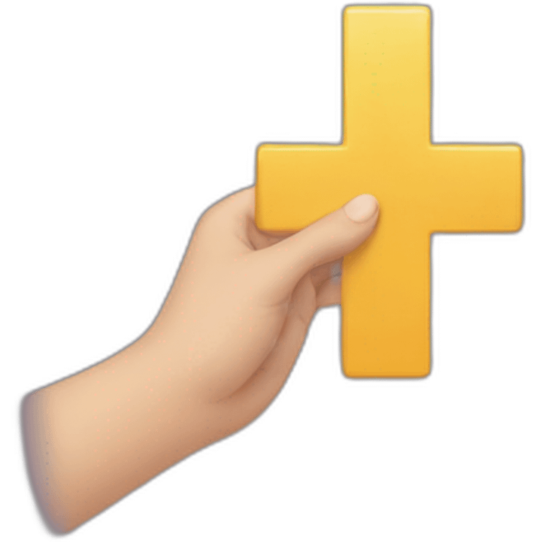 A hand holding a sign with a cross on it emoji