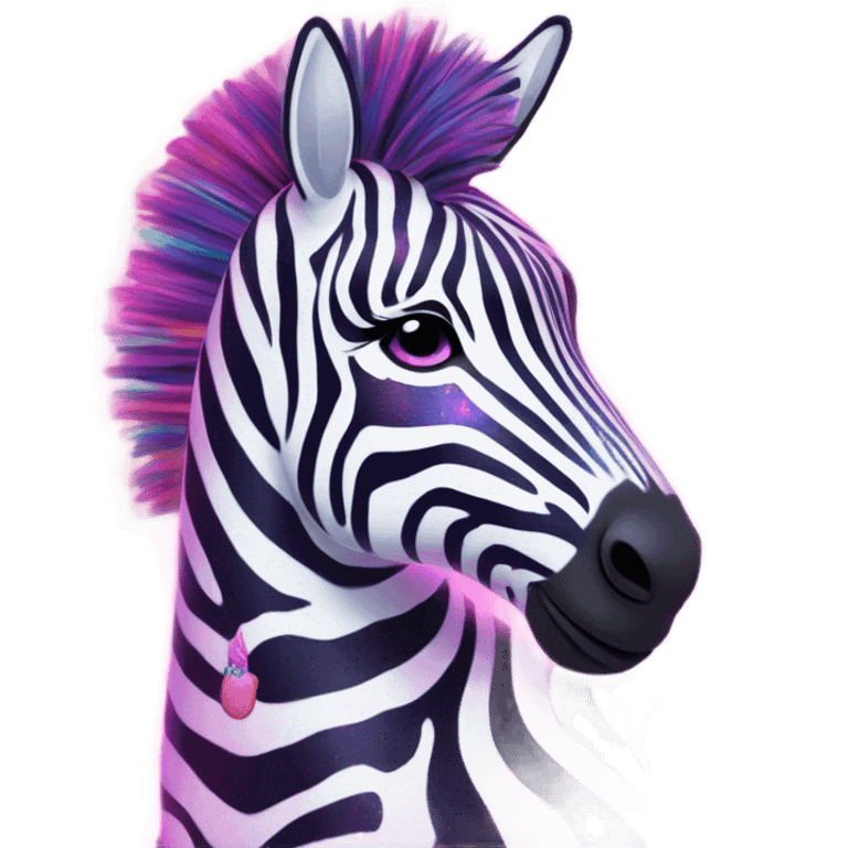 Lisa frank zebra with glitter rainbow stripes emoji