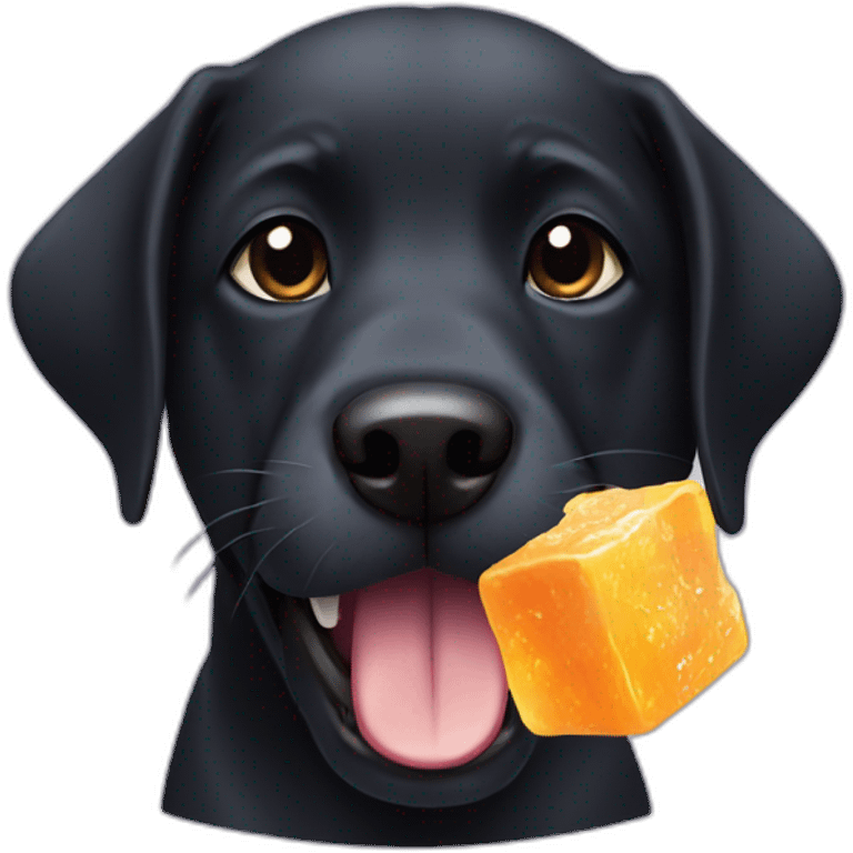 Black dog eating an ice cube  emoji