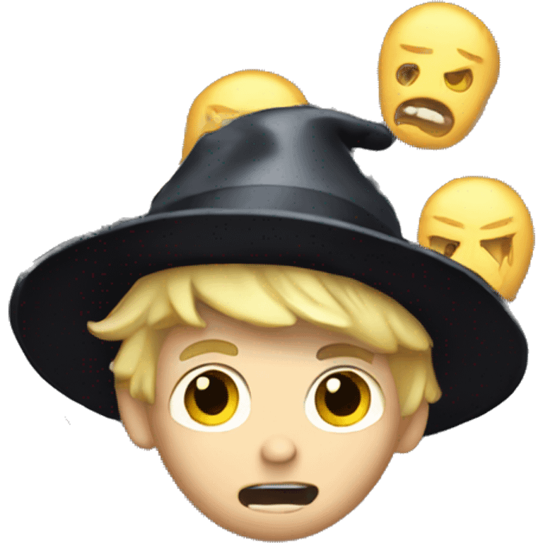 blond boy with hat scared Flashlight in hand spooky halloween emoji