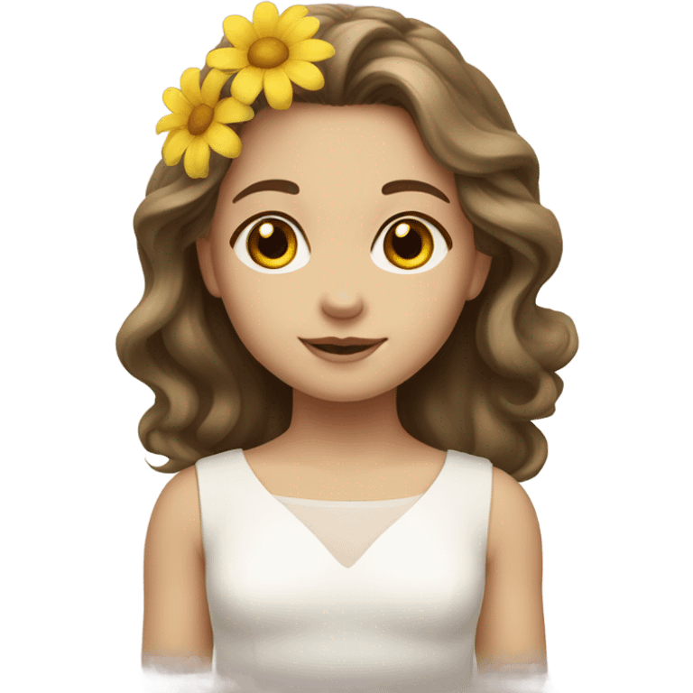 Yellow flower girl brown eyes and hair white skin  emoji