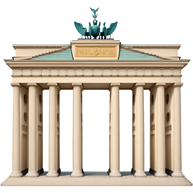 Cinematic Realistic Brandenburg Gate Landmark Emoji, depicted as the iconic neoclassical monument rendered with lifelike detail and dynamic, historic lighting. emoji