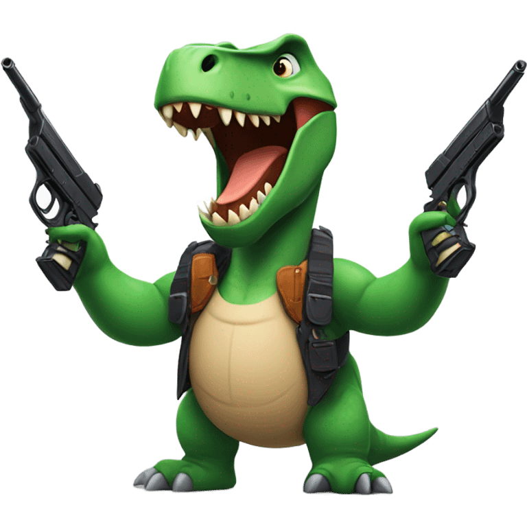 Dinosaur with guns emoji