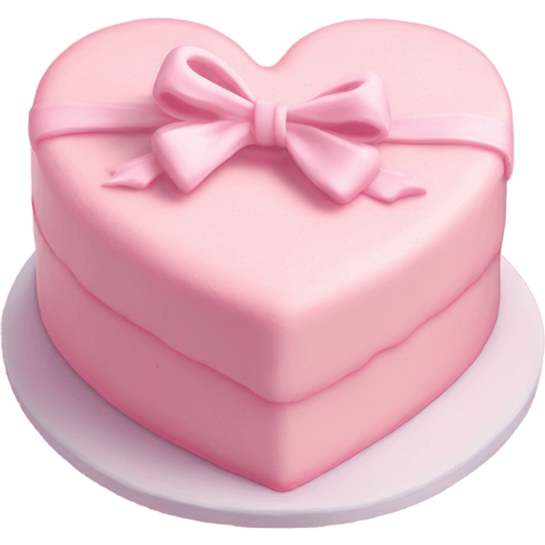 Pastel pink heart shaped cake with fancy icing and bows emoji