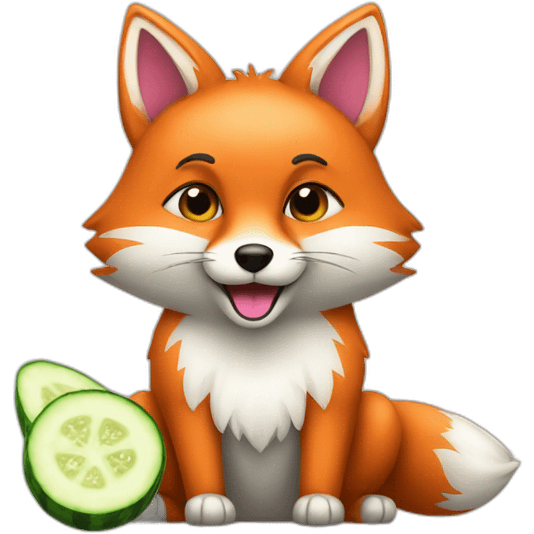 fox and pink cucumber emoji