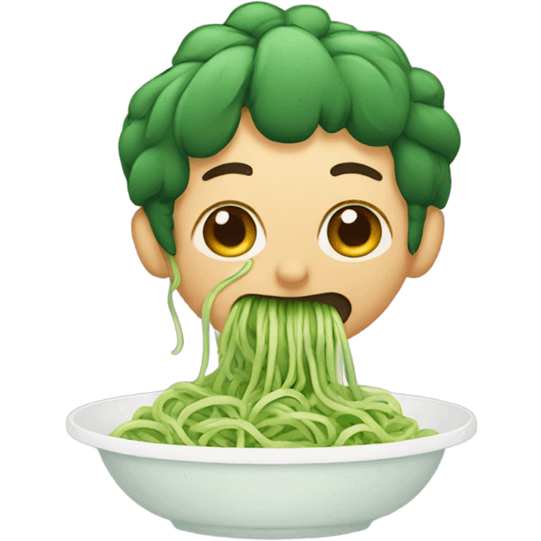 Eating green spaghetti  emoji