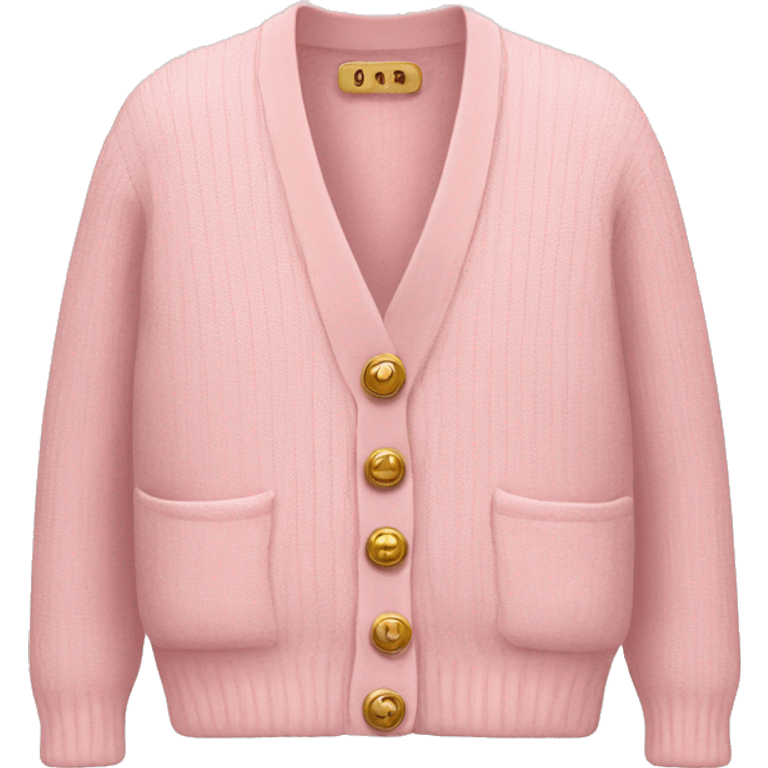 Pastel pink cardigan gold buttons emoji