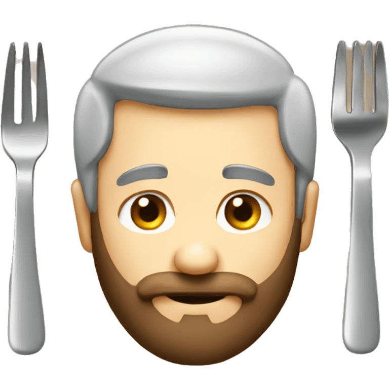 a man with a beard with a fork emoji