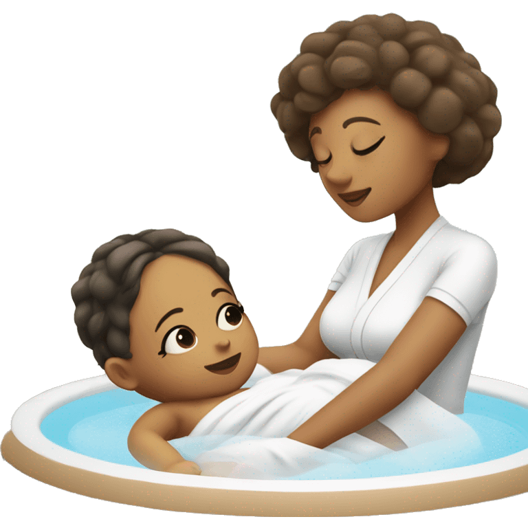 An baby spa girl taking babies a relaxation at her spa emoji