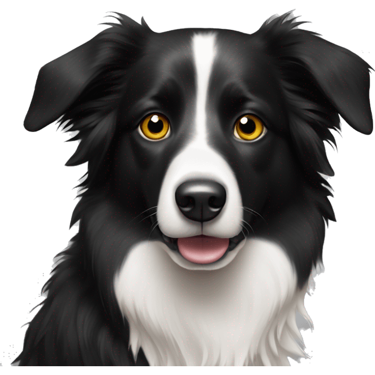 Black and white Border collie with black patch over left eye emoji