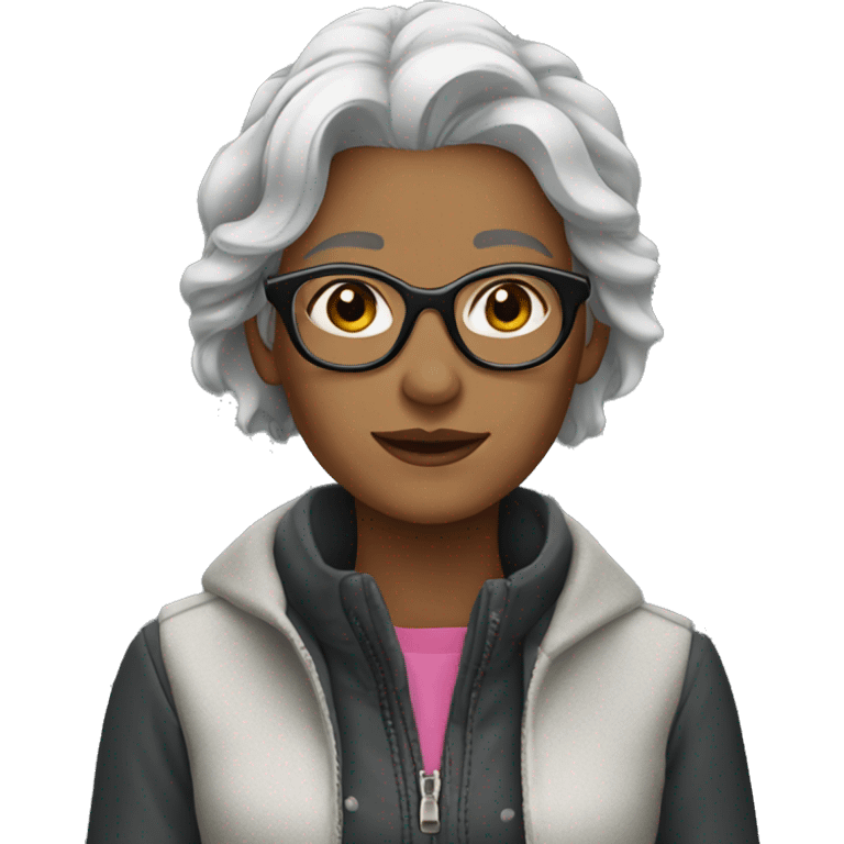 young grey-haired fashionable woman emoji