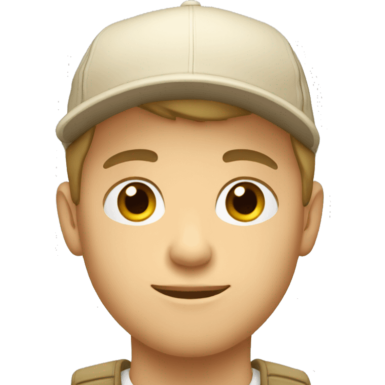 "Young man, white with  wearing a beige cap." emoji