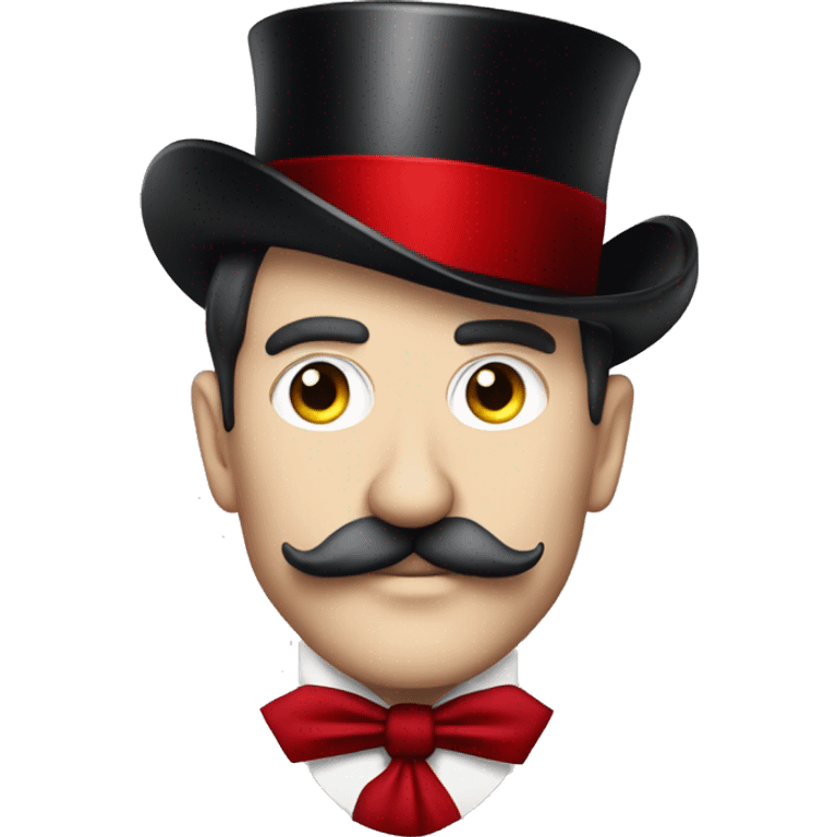 moulin rouge, white man with moustache and red tophat emoji