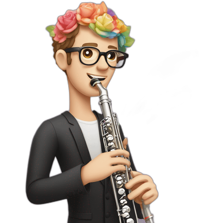 Jonathan Toews wearing glasses as a rainbow musical flute instrument in a symphony with pastel roses emoji