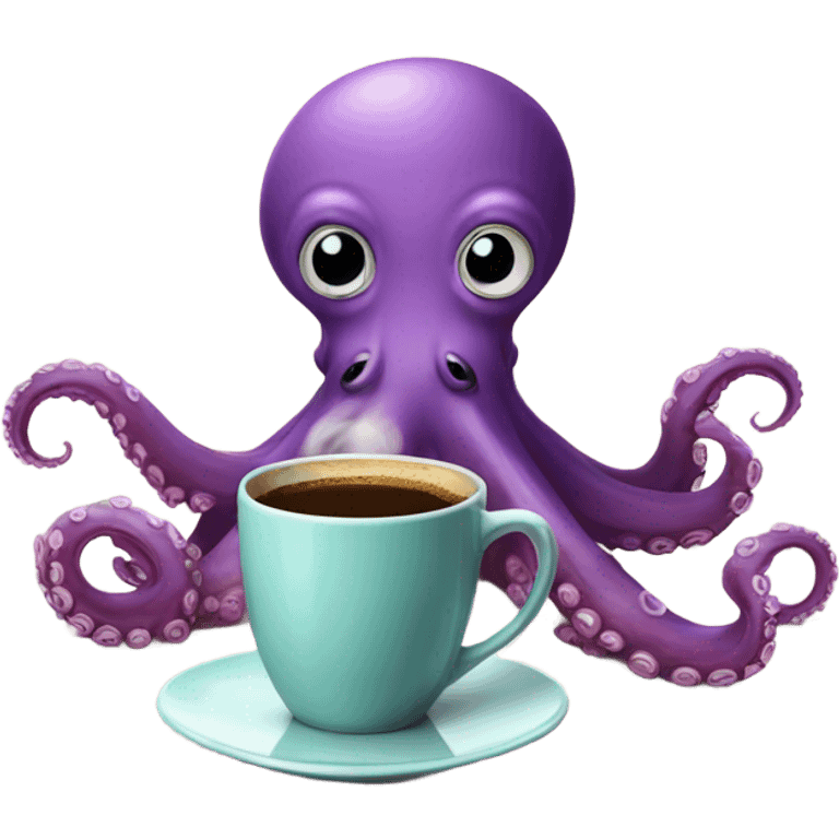 Octopus with coffee emoji