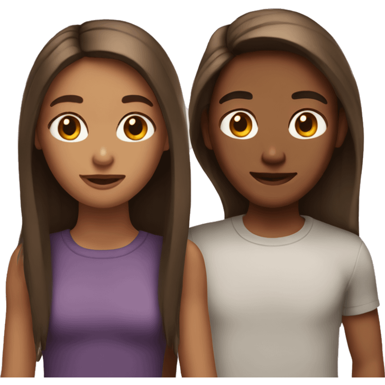 two friends with straight brown hair  emoji