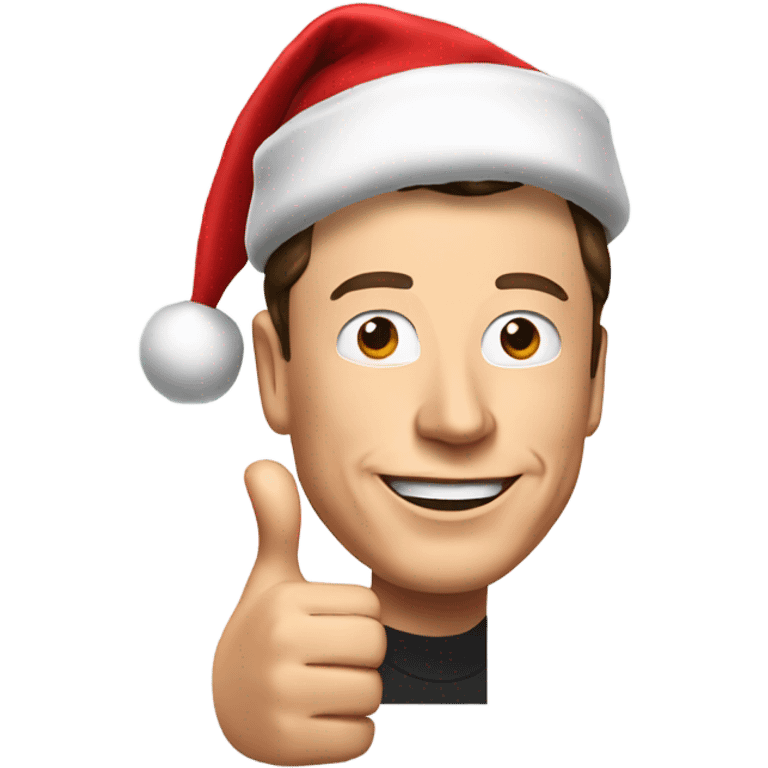 elon musk wearing a santa hat giving a thumbs up emoji