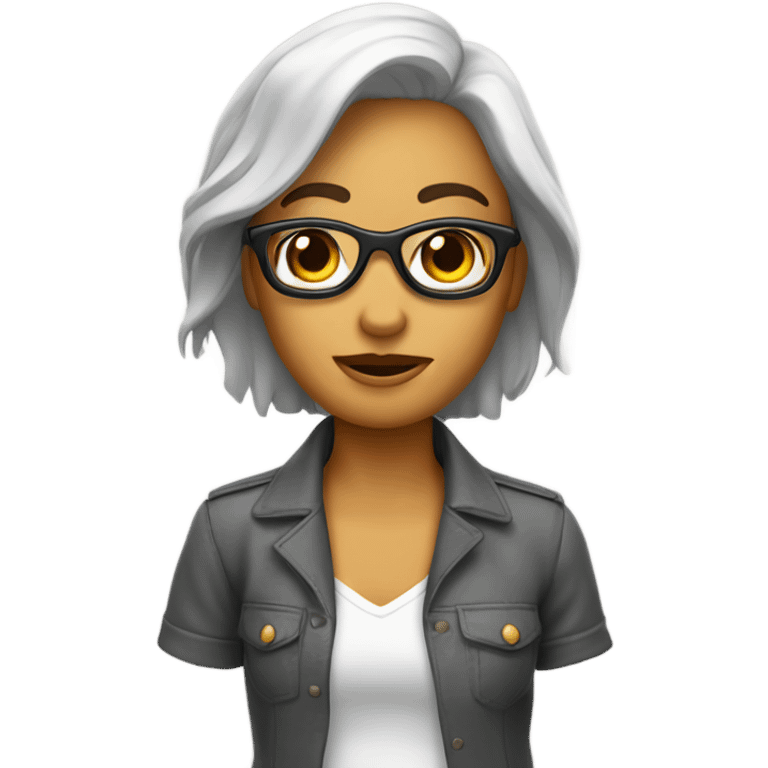 chica pelirroja con chinos y lentes  emoji