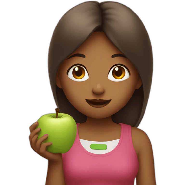 girl eating an apple emoji