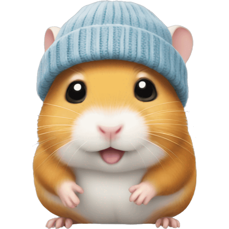 Hamster wearing a beanie emoji