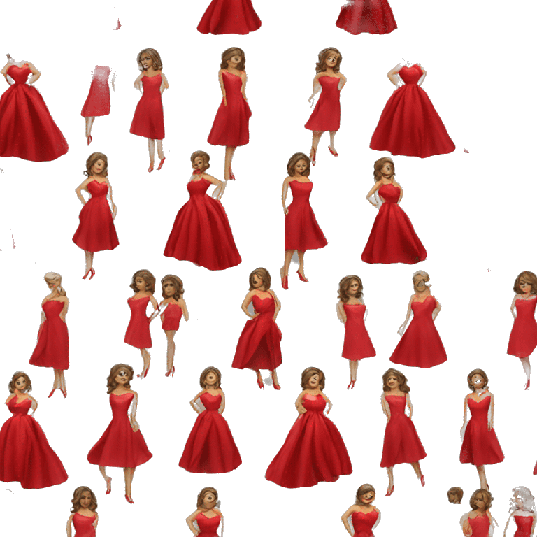 a woman in red silk dress and heels emoji