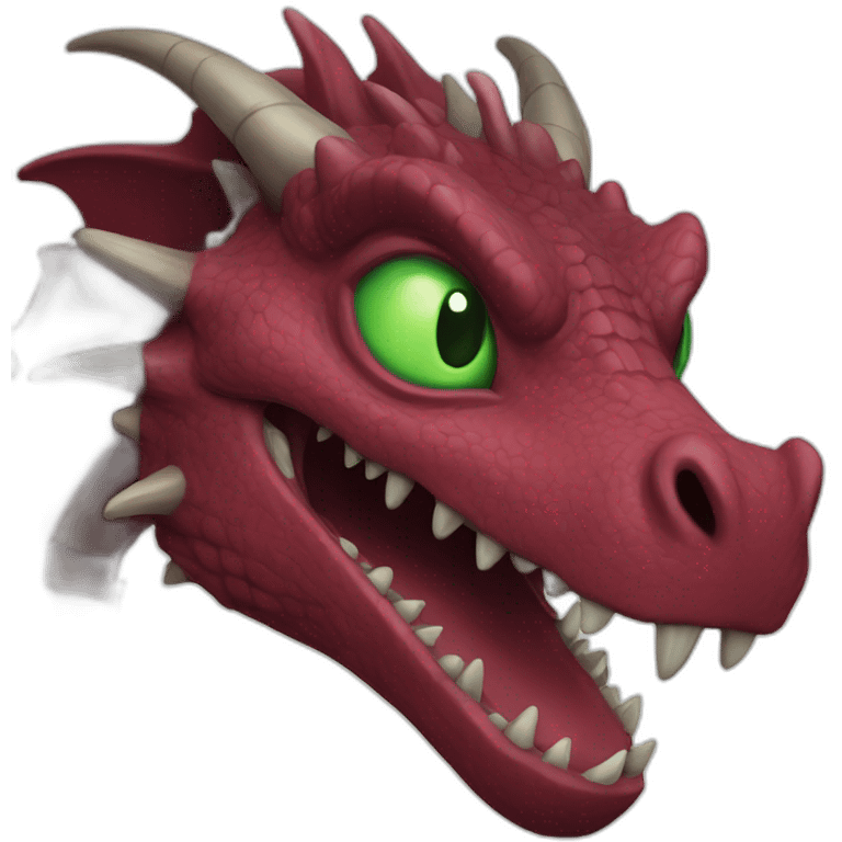 Burgundy terrifying dragon with green eyes emoji