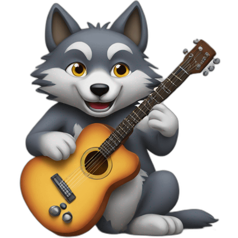 wolf playing guitar emoji