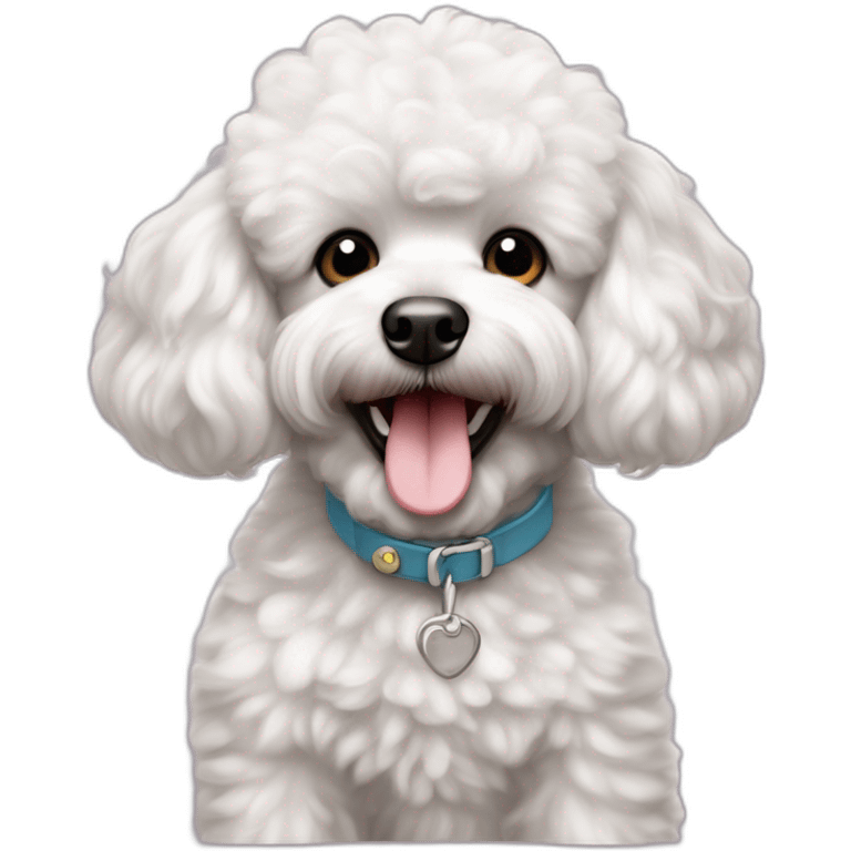 cachorro french poodle de pelo blanco muy corto sonrriendo emoji