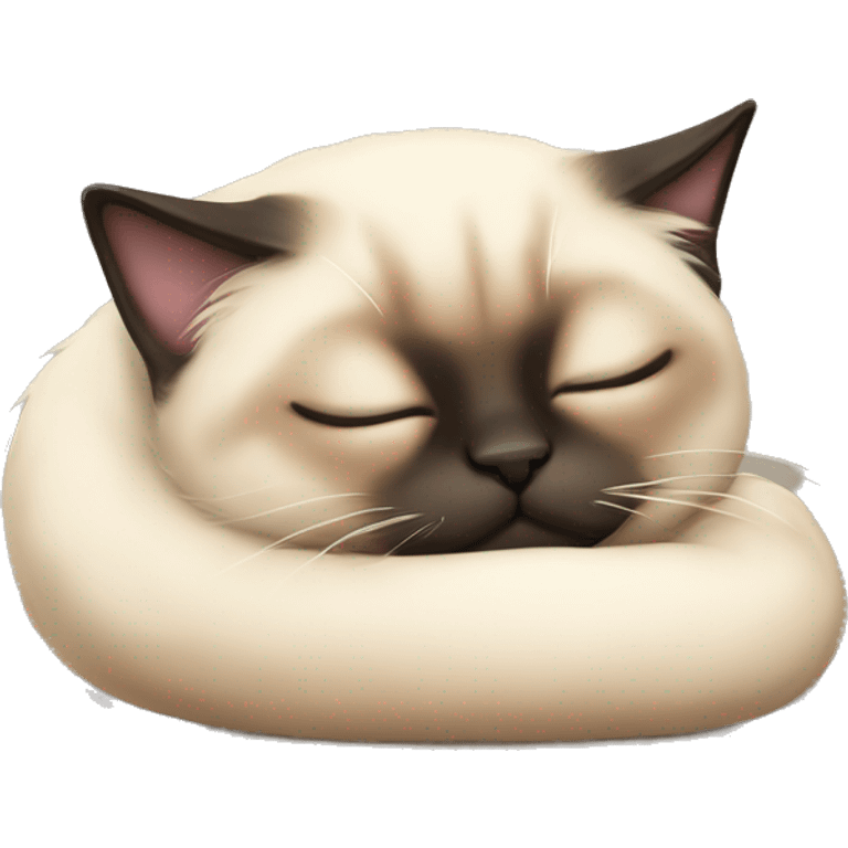 fluffy siamese cat curled up sleeping emoji