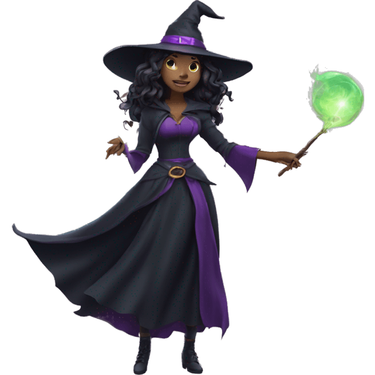 witch casting spell with a Magic wand emoji